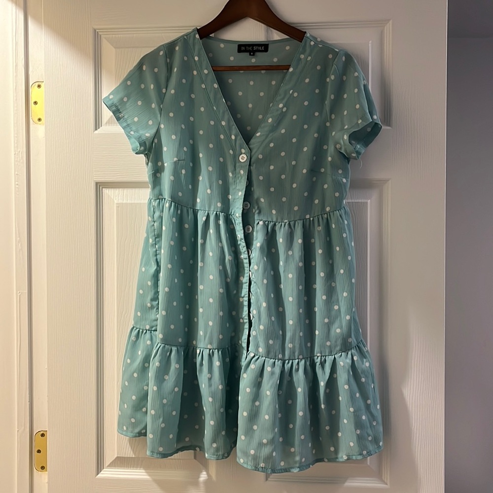 Green/Blue button dress